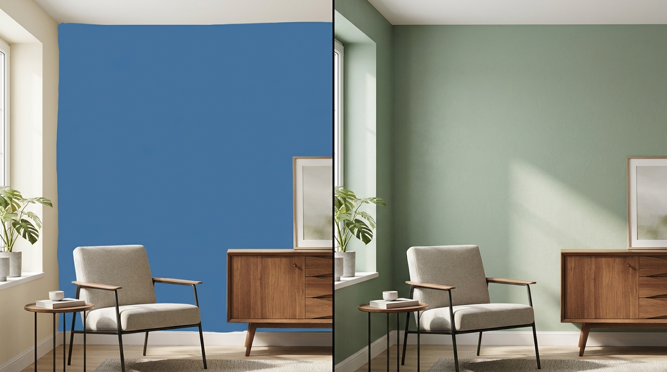 Side by side comparison of free and paid paint visualizer results showing quality difference