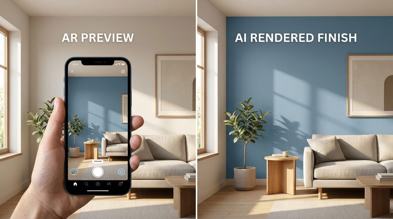 Comparison of AR and AI paint visualization approaches on the same wall